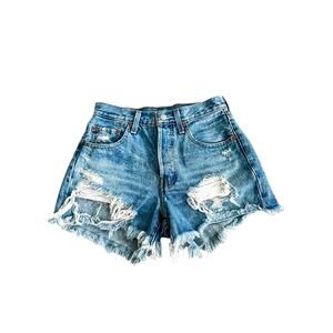 Levi’s 501 Cutoff Denim Shorts Women’s‎ Size W24 High Rise Distressed